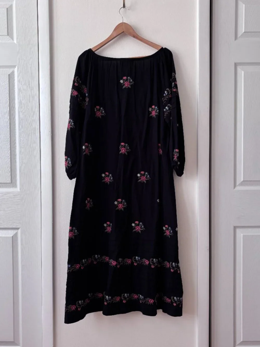 The GREAT Prairieland Floral Embroidered Midi Dress in Black - Picture 6 of 7